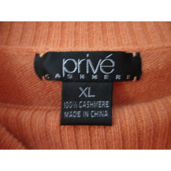 Vintage Y2K Prive Cashmere Orange Sleeveless Turtleneck Sweater Size XL - Picture 10 of 10